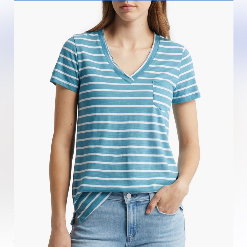 Caslon Blue Short Sleeve Fitted T-Shirt